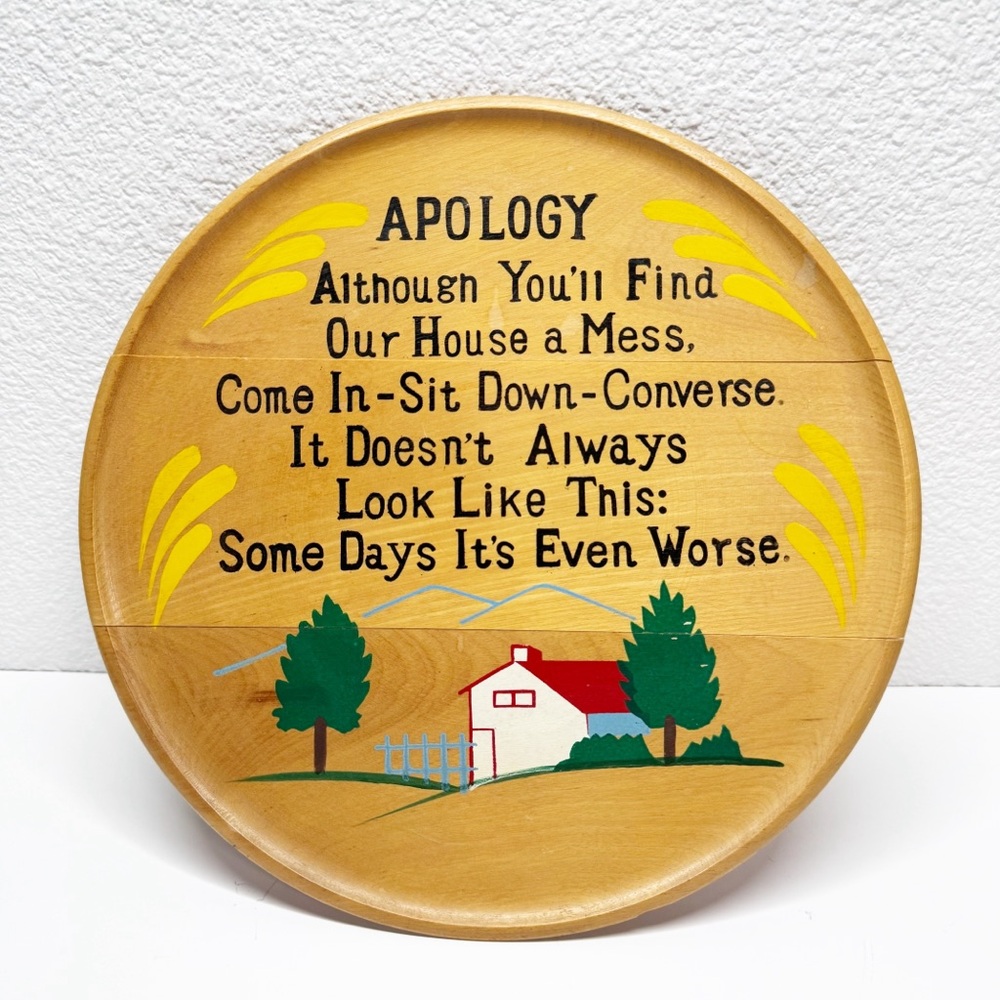 Vintage Norcrest Japan Wooden Funny Apology Sign